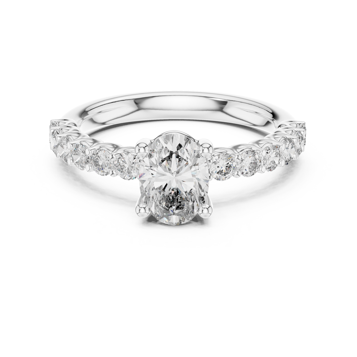 Round Side Stone Lab Grown Diamond Ring