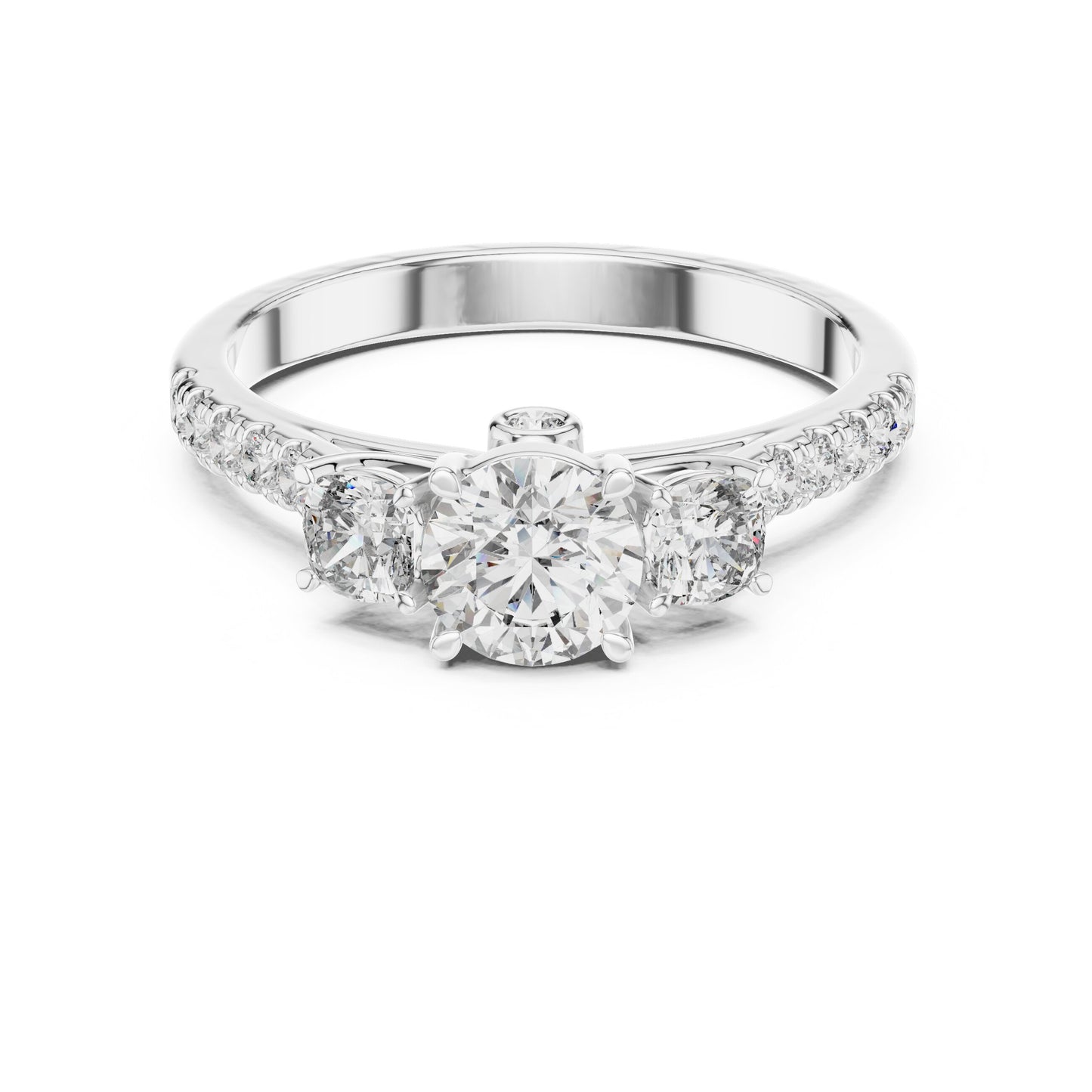 Round Three Stone Lab Grown Diamond Ring