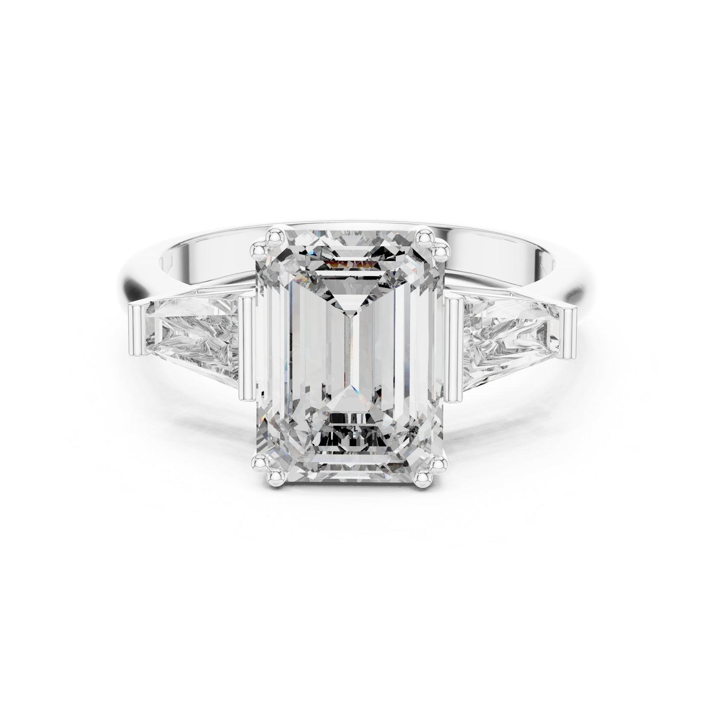 Emerald Three Stone Lab Grown Diamond Ring