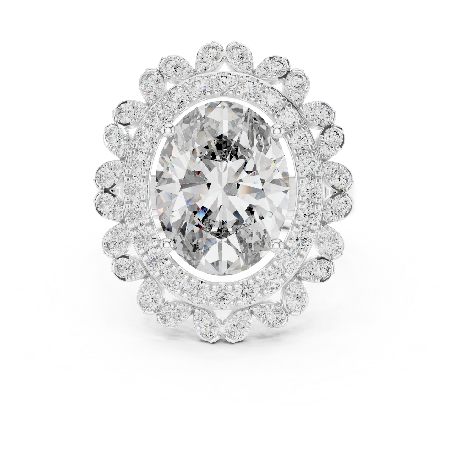 Mixed Shape Lab Grown Diamond Halo Ring