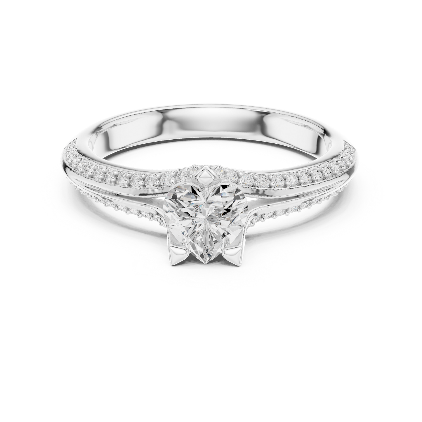 Round Side Stone Lab Grown Diamond Ring