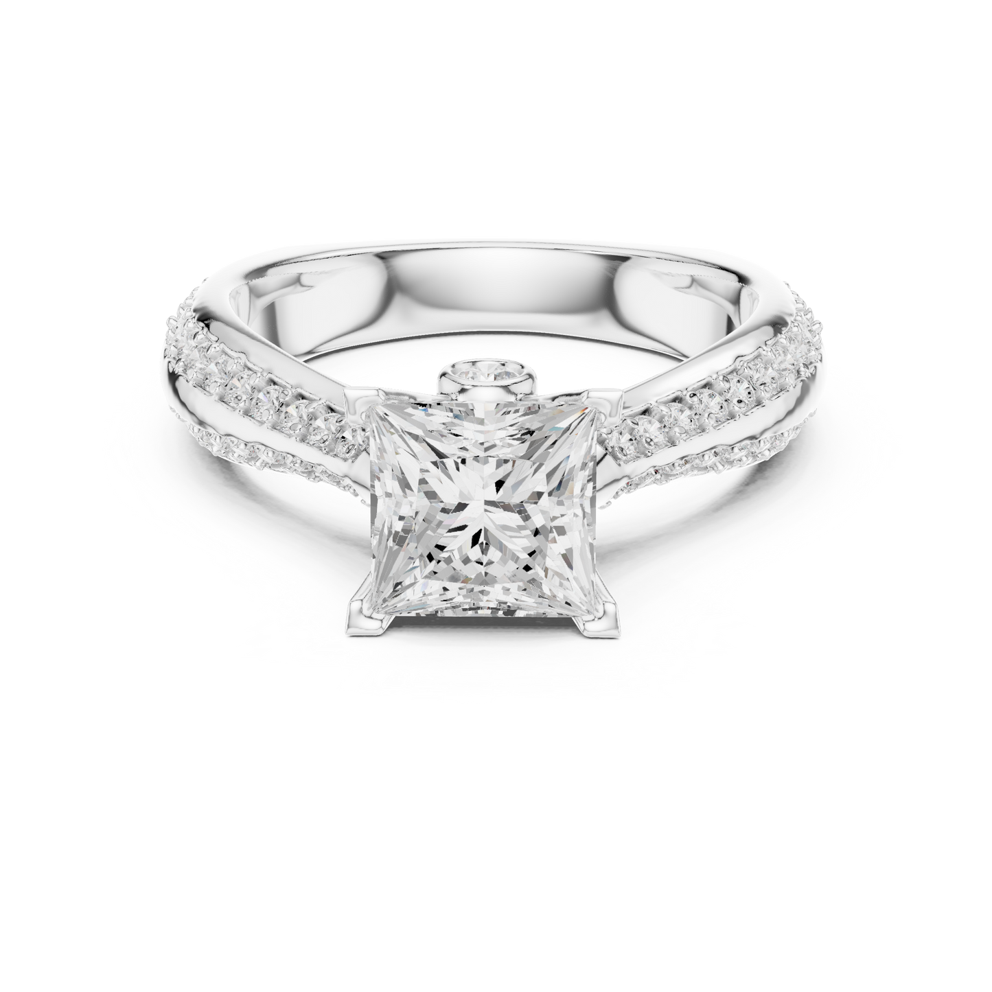 Round Side Stone Lab Grown Diamond Ring