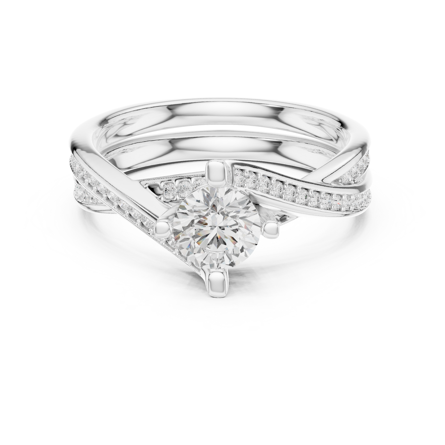 Round Side Stone Lab Grown Diamond Ring