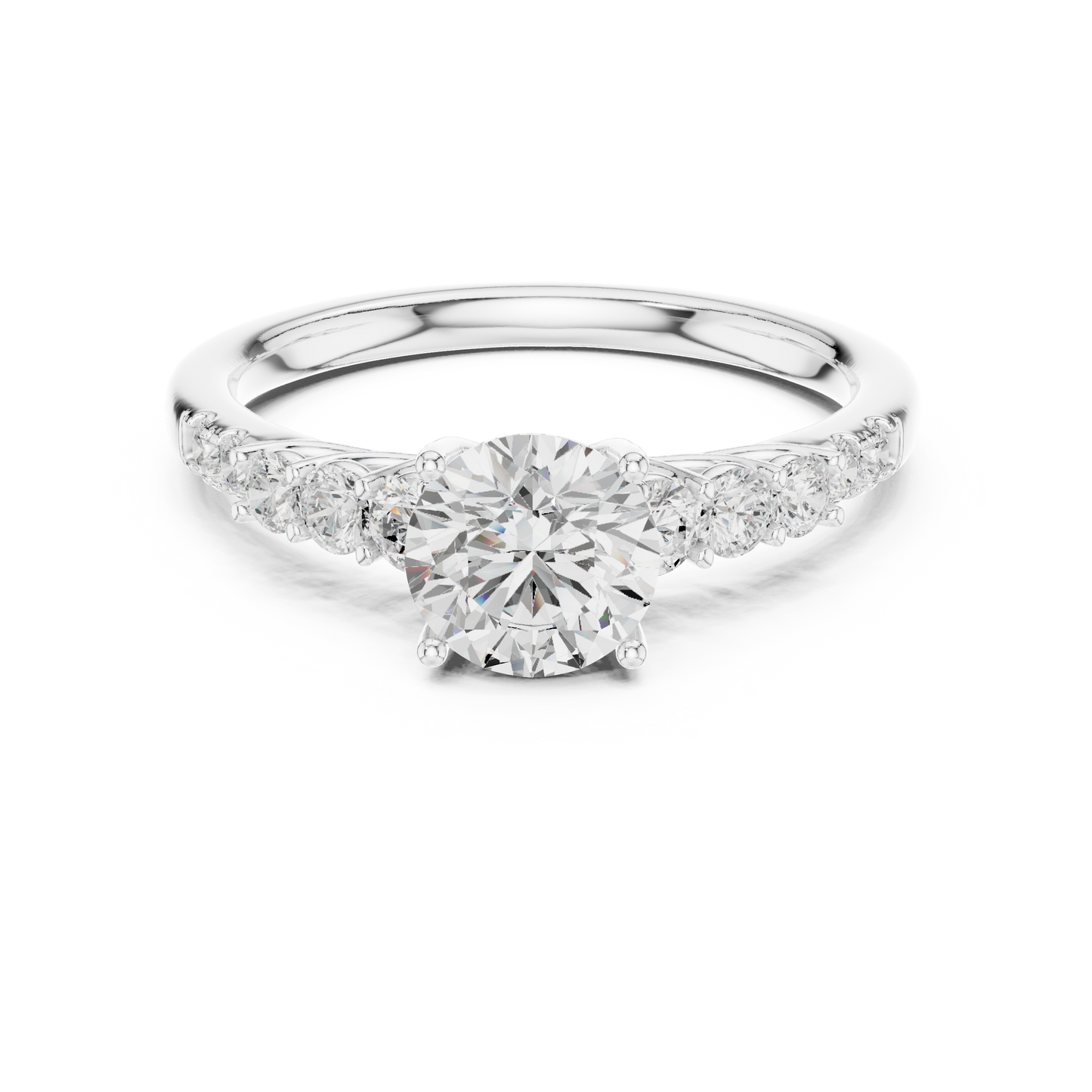 Round Side Stone Lab Grown Diamond Ring