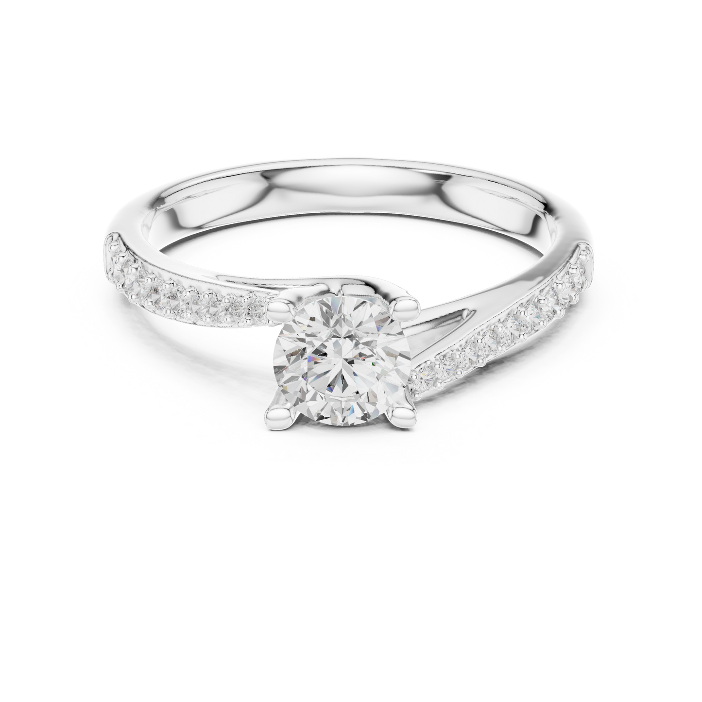 Round Side Stone Lab Grown Diamond Ring