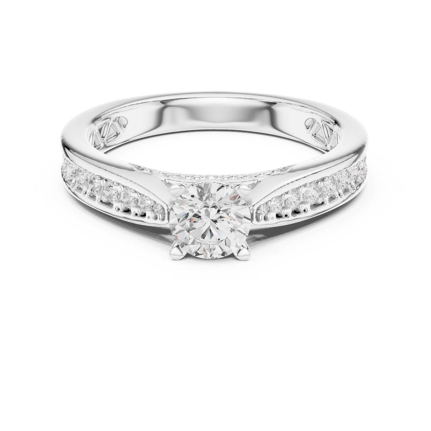 Round Side Stone Lab Grown Diamond Ring
