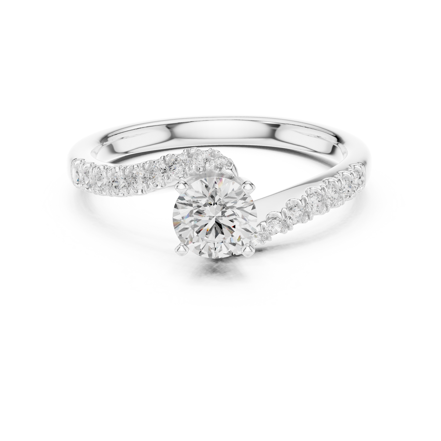 Round Side Stone Lab Grown Diamond Ring