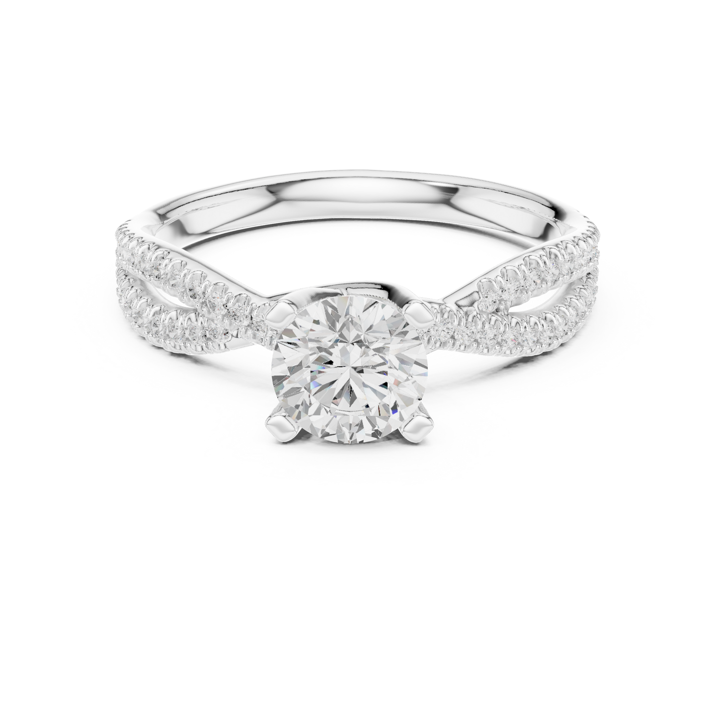 Round Side Stone Lab Grown Diamond Ring