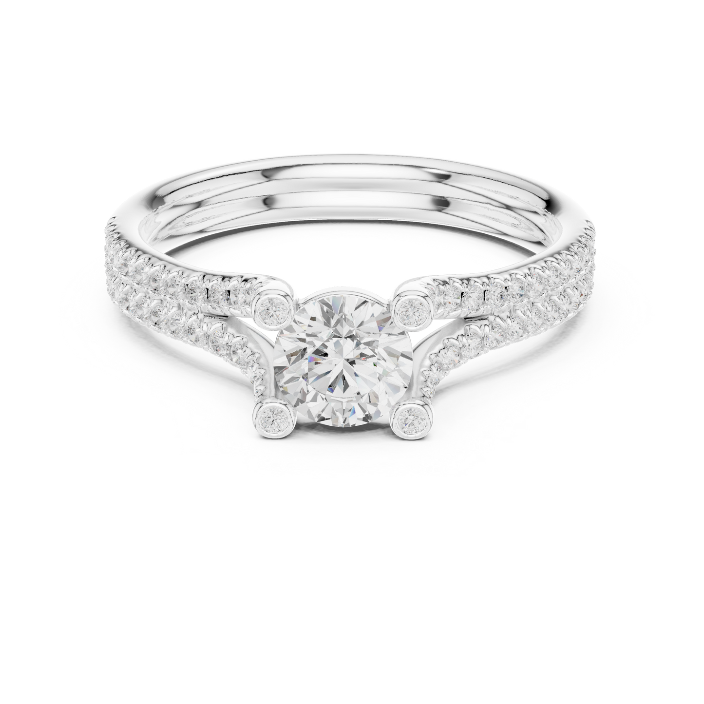 Round Side Stone Lab Grown Diamond Ring
