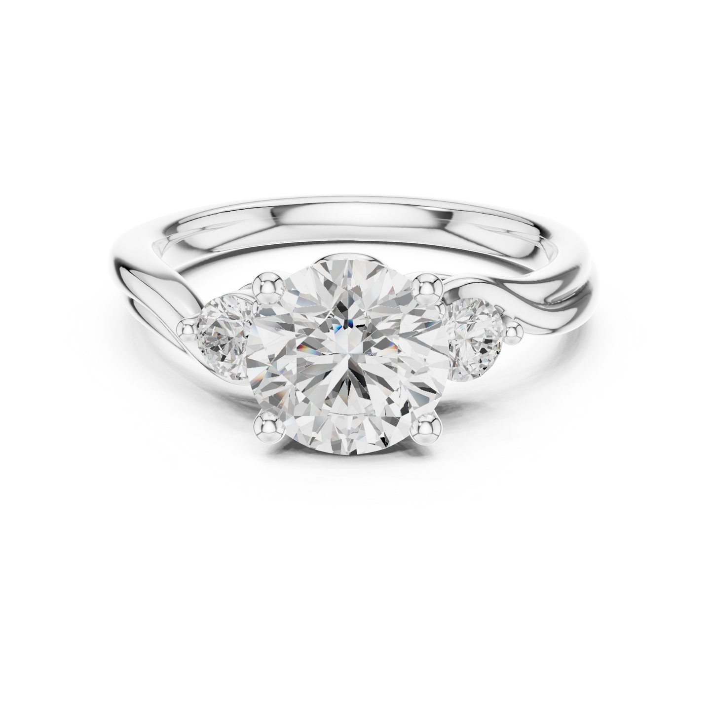 Round Side Stone Lab Grown Diamond Ring