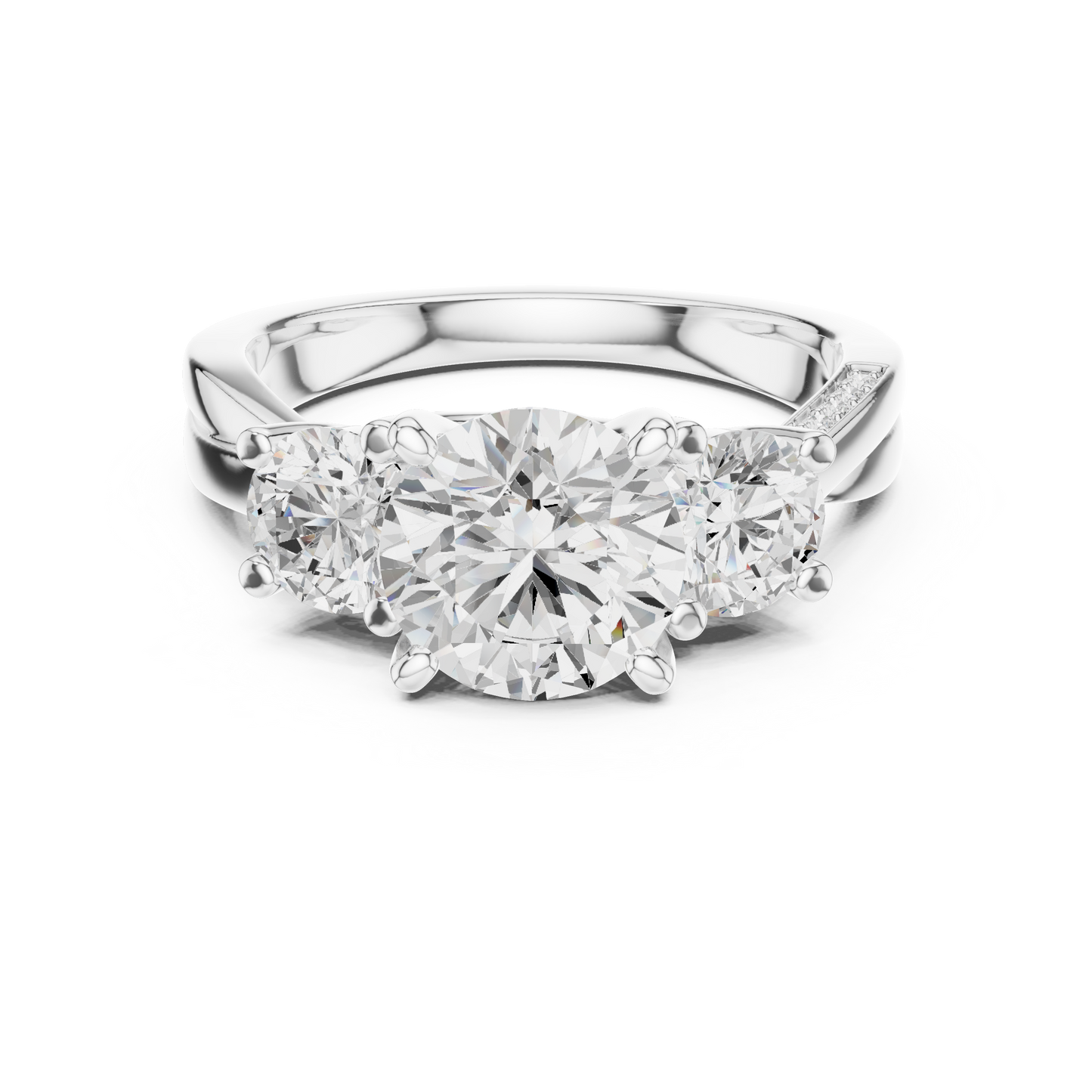 Round Three Stone Lab Grown Diamond Ring