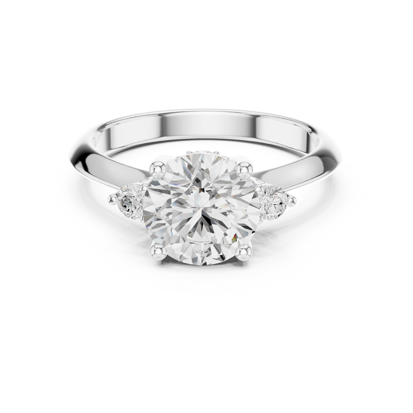 Round Side Stone Lab Grown Diamond Ring