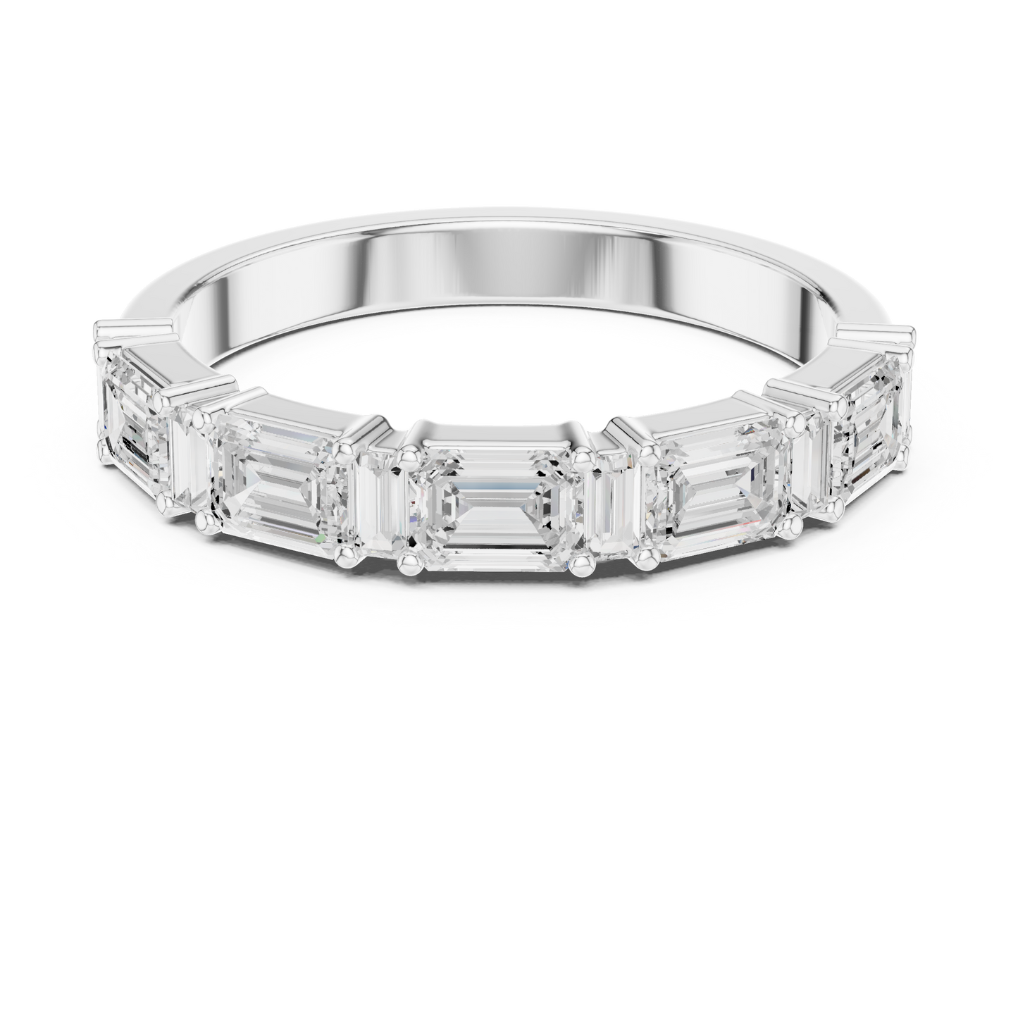 Emerald Side Stone Lab Grown Diamond Ring
