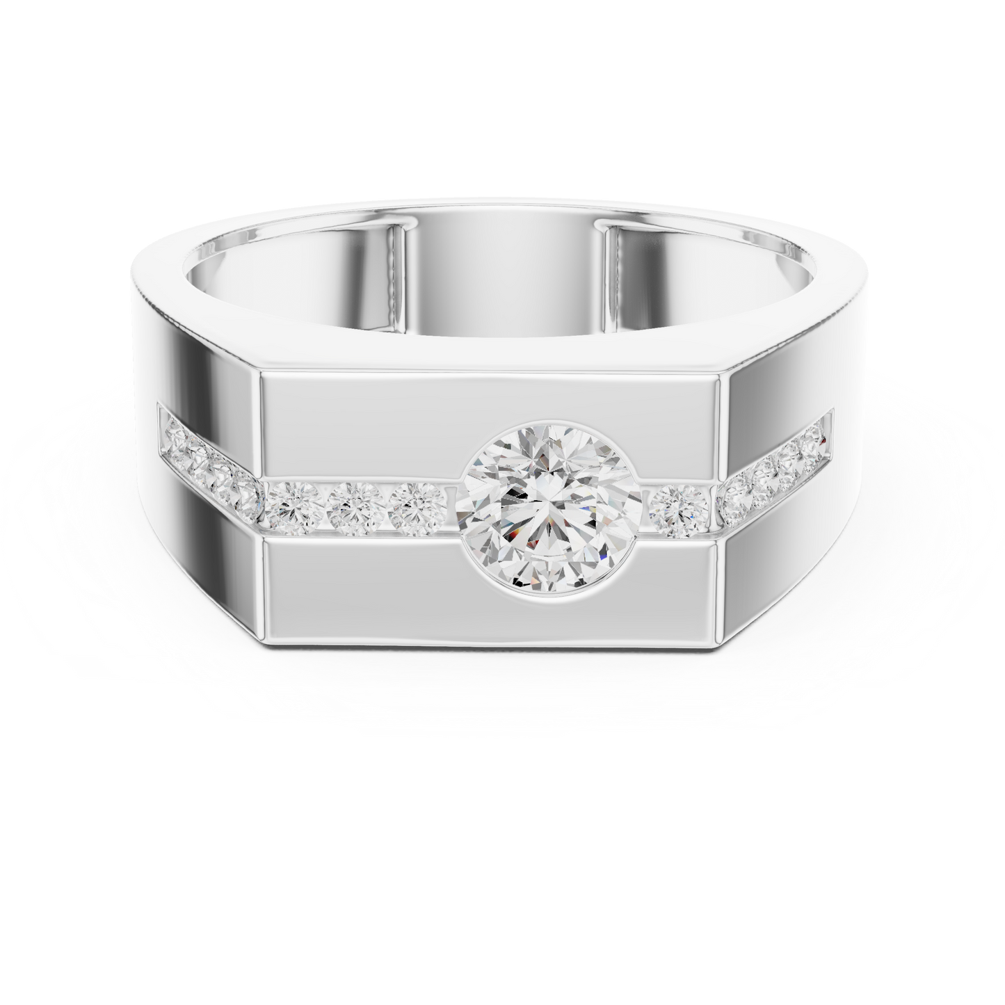 Round Side Stone Lab Grown Diamond Ring