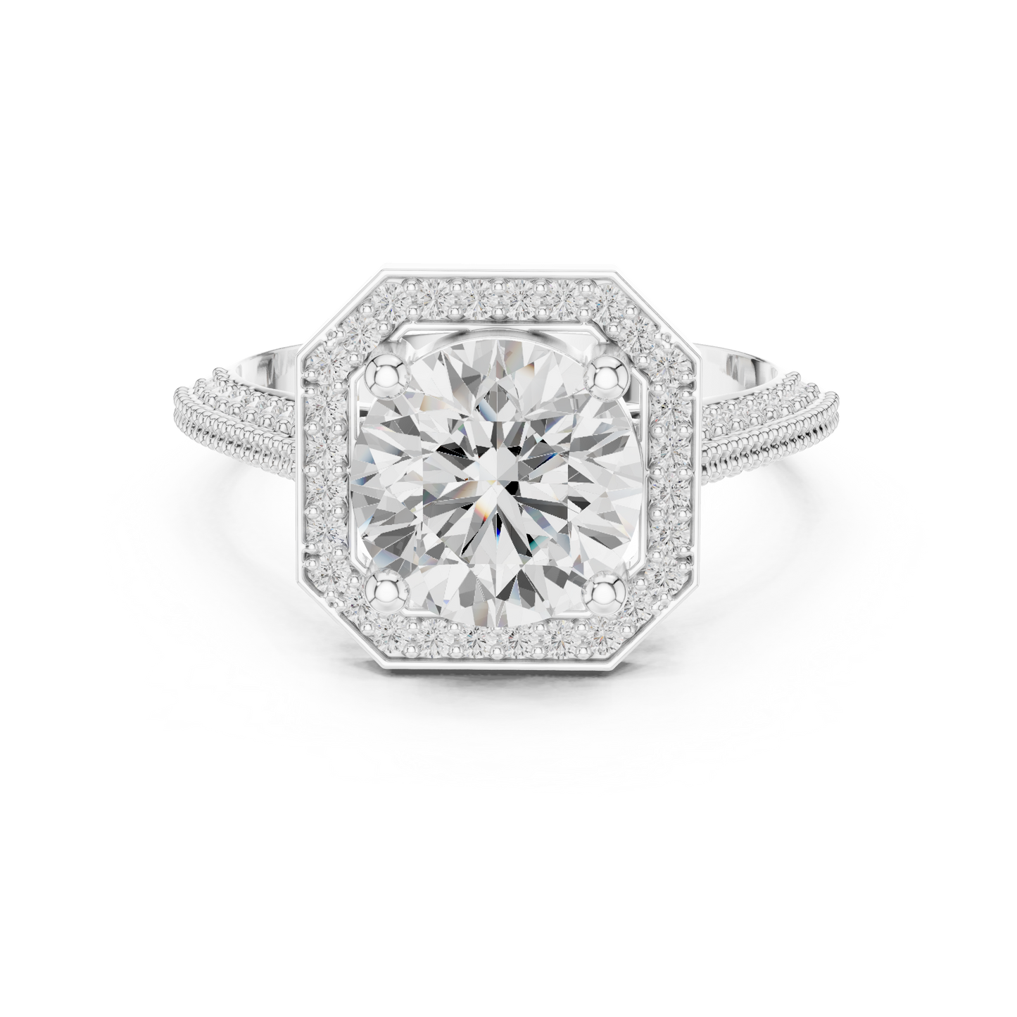Round Halo Lab Grown Diamond Ring