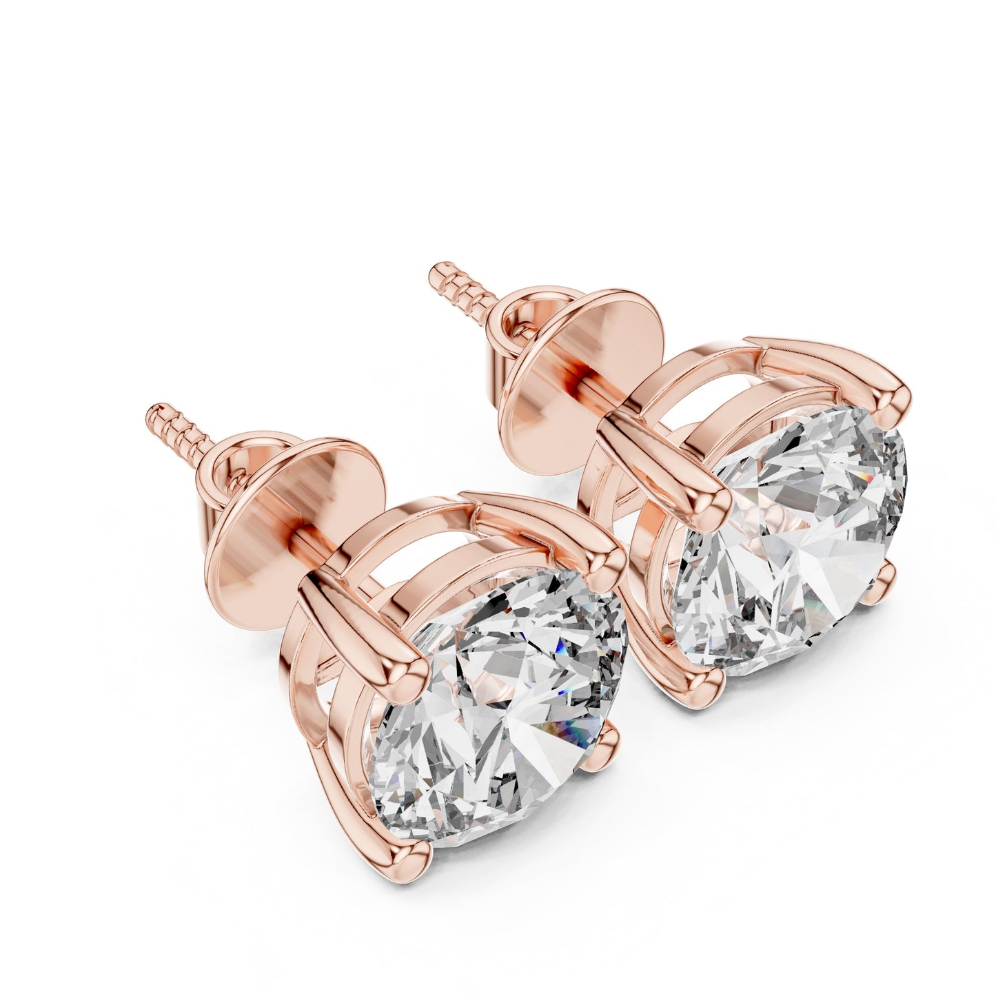 1 CT Each Round Lab Diamond Stud Earrings – 2 CT Total | 18K Gold | IGI Certified