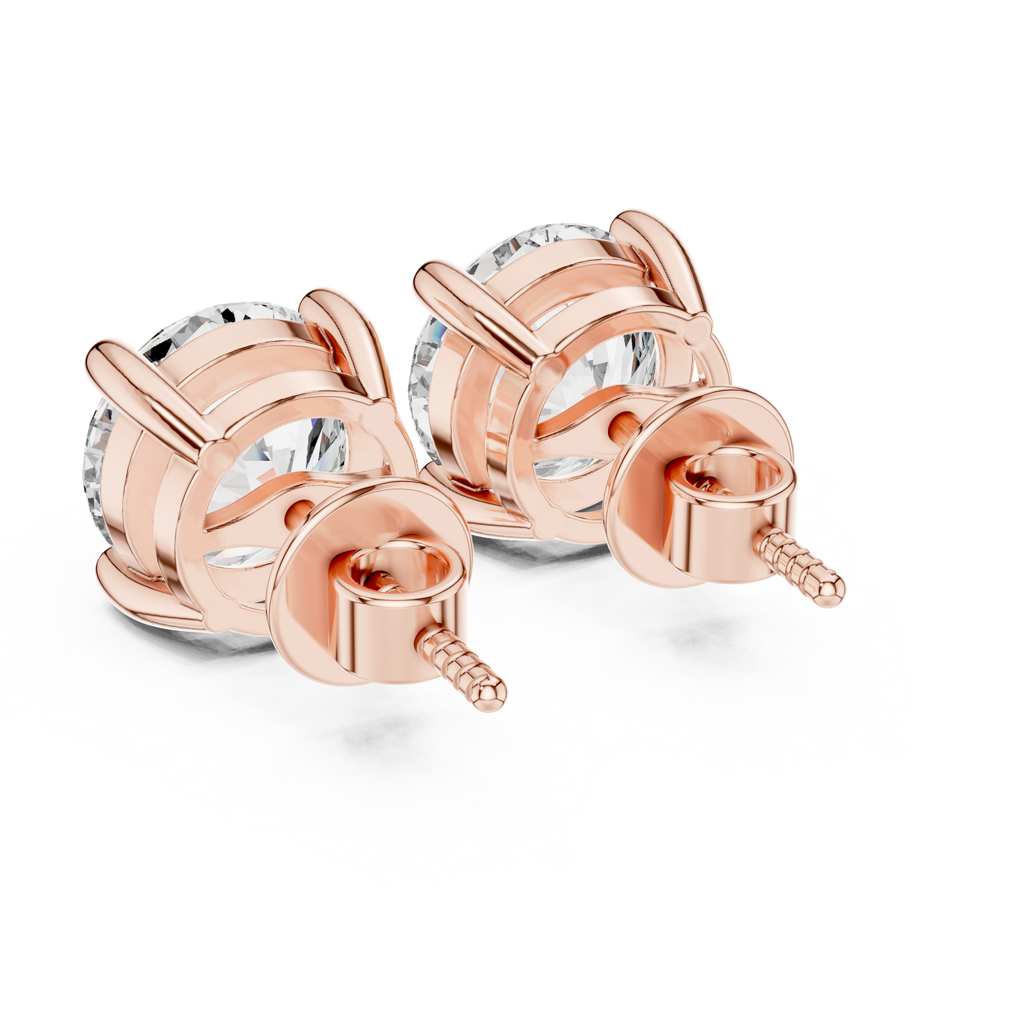1 CT Each Round Lab Diamond Stud Earrings – 2 CT Total | 18K Gold | IGI Certified