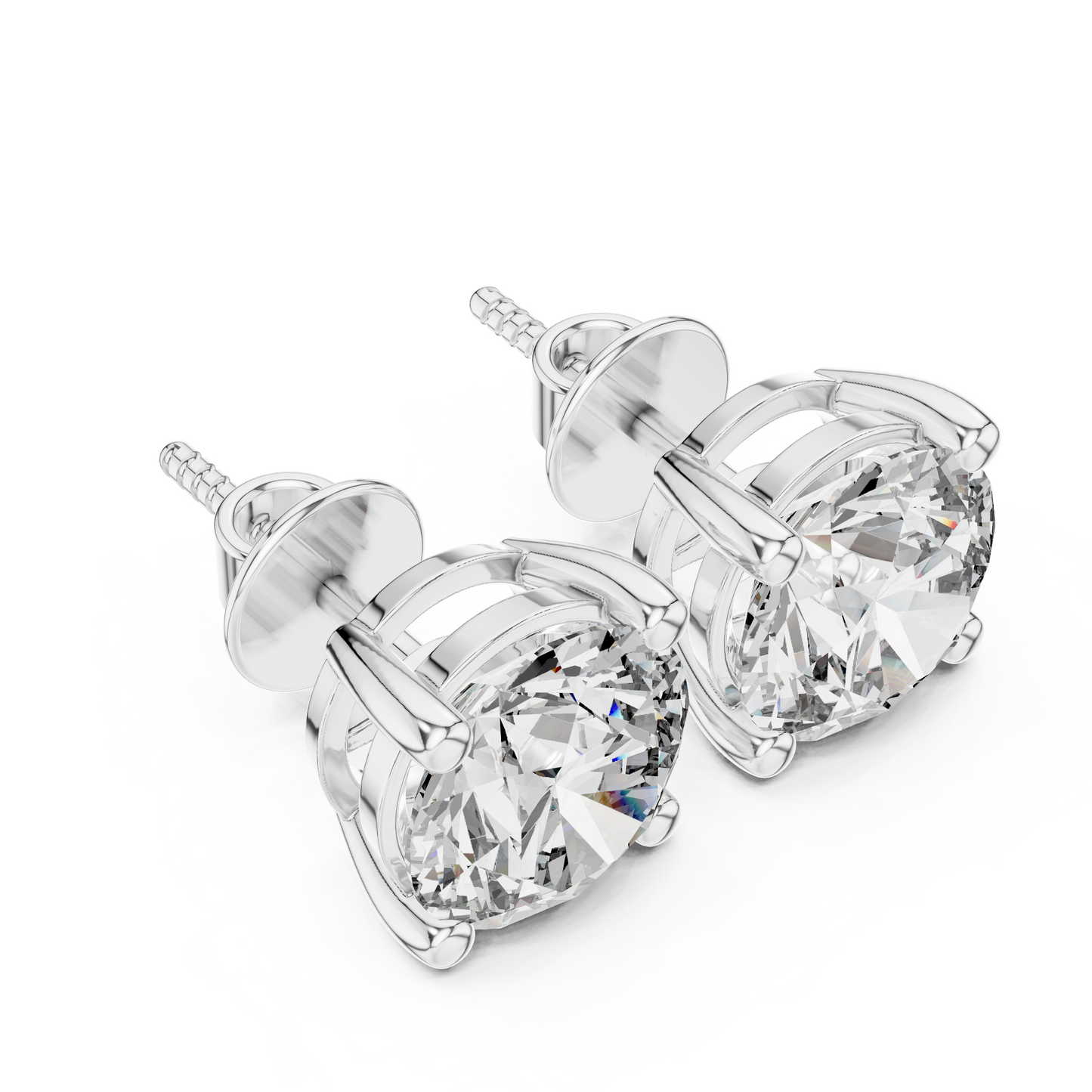 1 CT Each Round Lab Diamond Stud Earrings – 2 CT Total | 18K Gold | IGI Certified