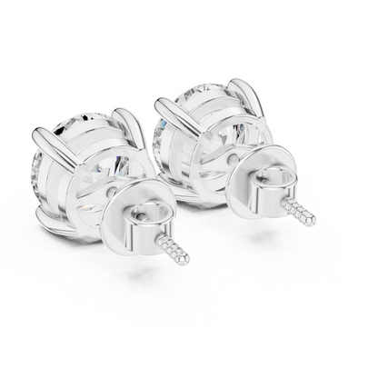 1 CT Each Round Lab Diamond Stud Earrings – 2 CT Total | 18K Gold | IGI Certified