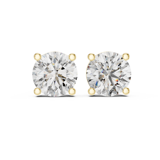 1 CT Each Round Lab Diamond Stud Earrings – 2 CT Total | 18K Gold | IGI Certified