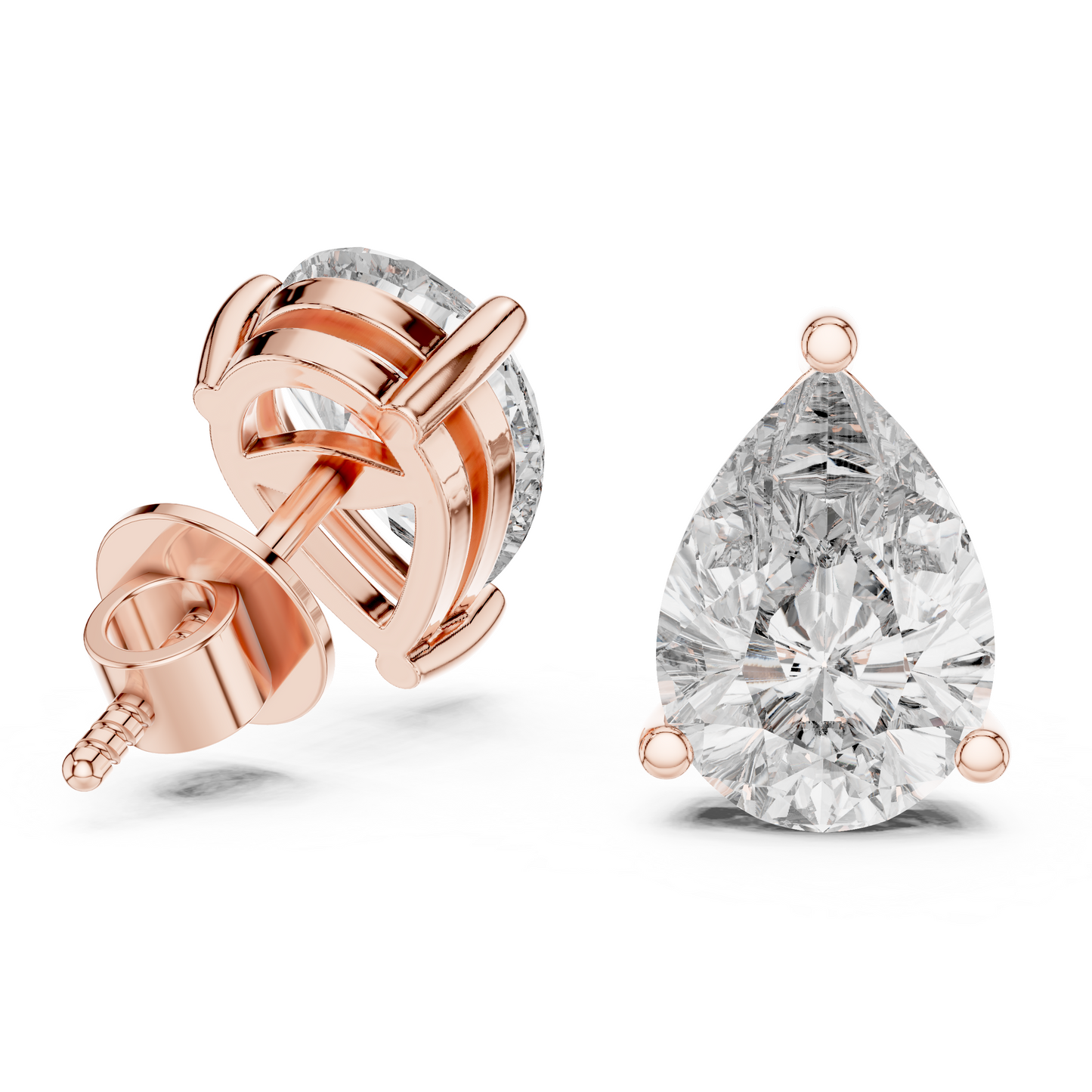 2.0CT Each Pear Cut Lab Diamond Stud Earrings – 4 CT Total | 18K Gold | IGI Certified
