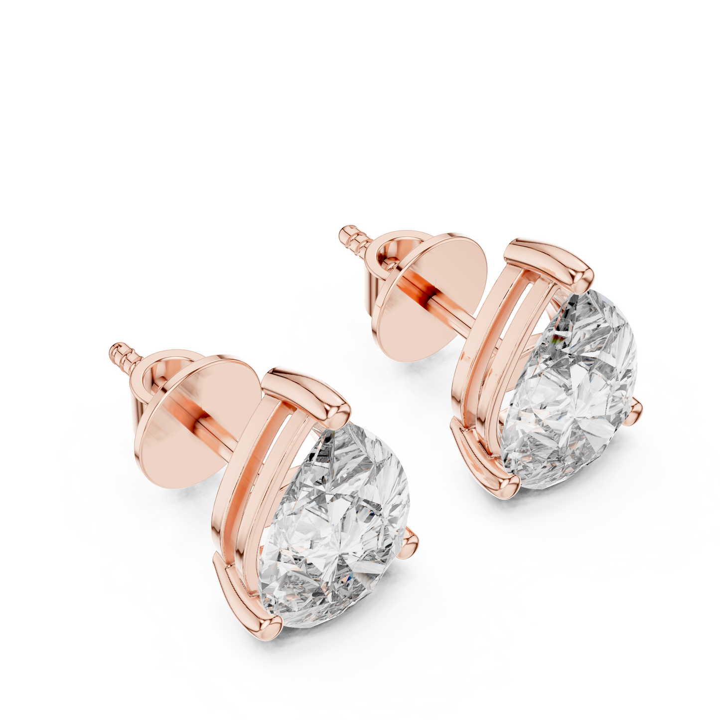 2.0CT Each Pear Cut Lab Diamond Stud Earrings – 4 CT Total | 18K Gold | IGI Certified