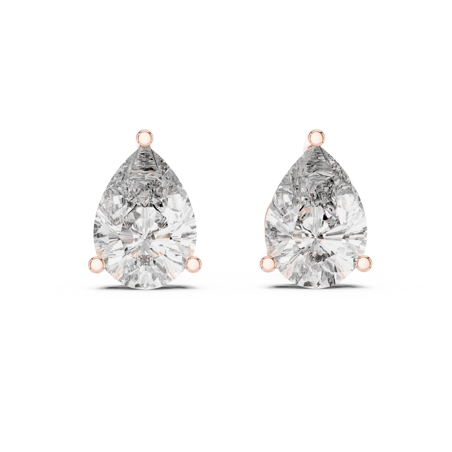 2.0CT Each Pear Cut Lab Diamond Stud Earrings – 4 CT Total | 18K Gold | IGI Certified