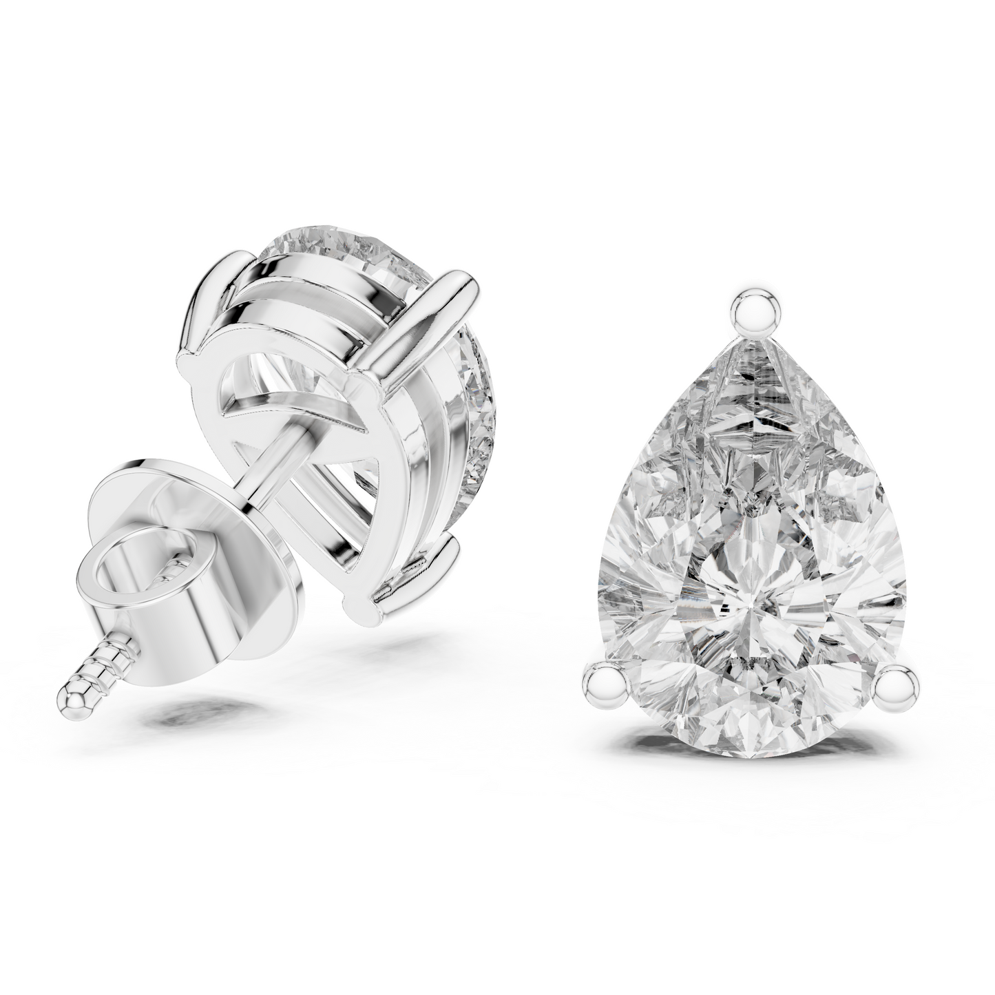 2.0CT Each Pear Cut Lab Diamond Stud Earrings – 4 CT Total | 18K Gold | IGI Certified