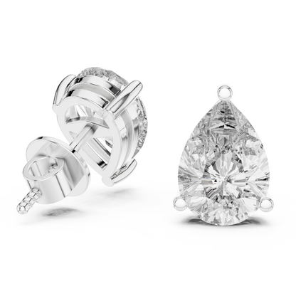 2.0CT Each Pear Cut Lab Diamond Stud Earrings – 4 CT Total | 18K Gold | IGI Certified
