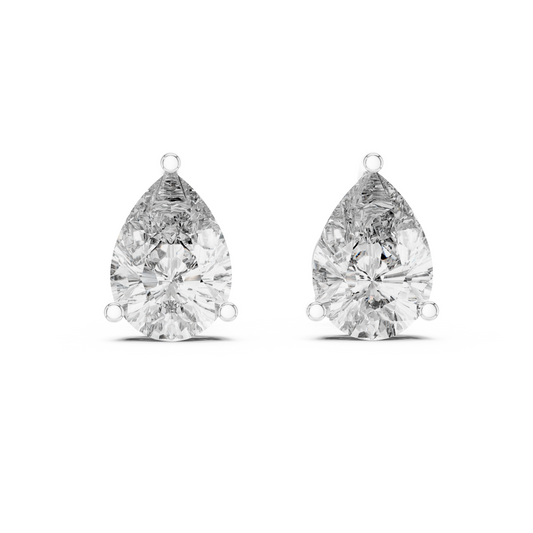 2.0CT Each Pear Cut Lab Diamond Stud Earrings – 4 CT Total | 18K Gold | IGI Certified