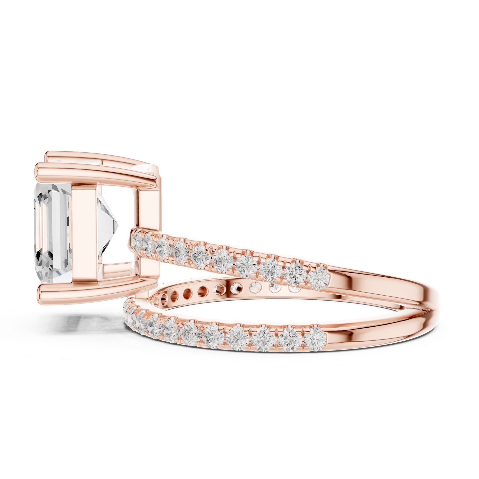 Asscher Lab Grown Diamond Cathedral Engagement Ring