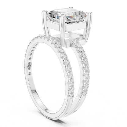 Asscher Lab Grown Diamond Cathedral Engagement Ring