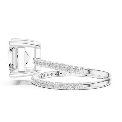 Asscher Lab Grown Diamond Cathedral Engagement Ring
