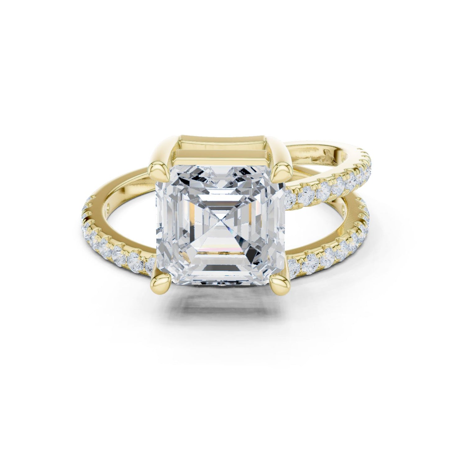 Asscher Lab Grown Diamond Cathedral Engagement Ring