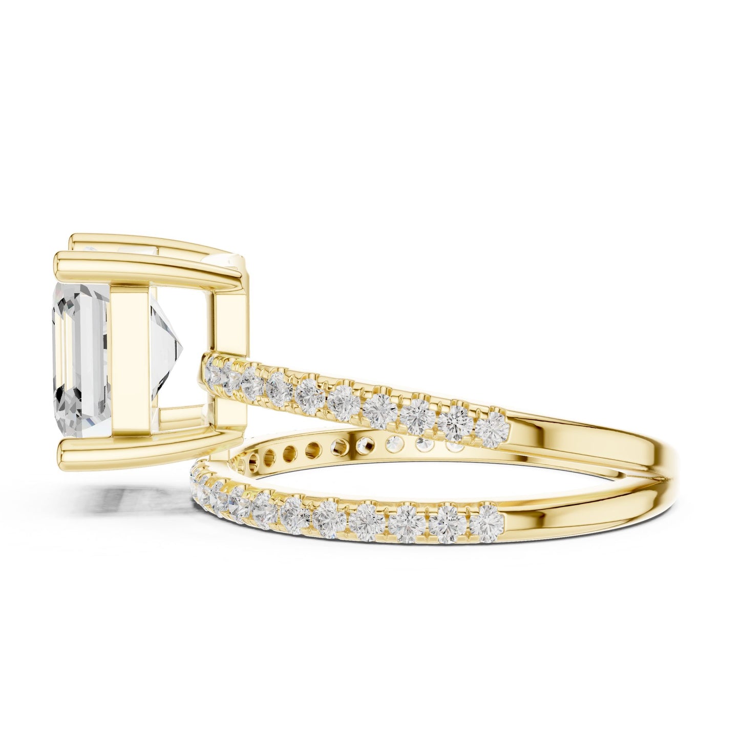 Asscher Lab Grown Diamond Cathedral Engagement Ring