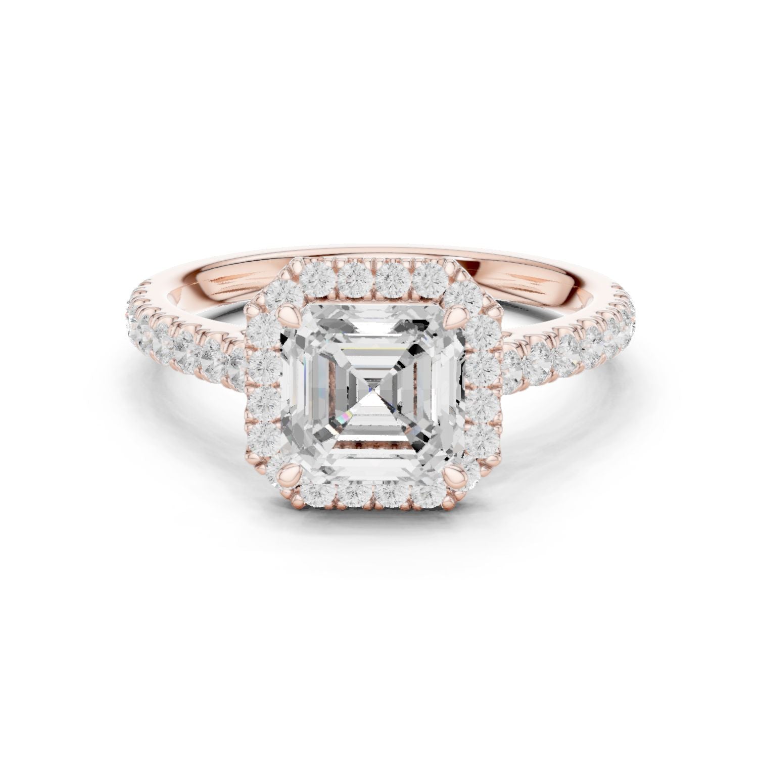 Asscher Lab Grown Diamond Halo Engagement Ring