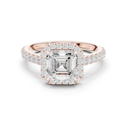 Asscher Lab Grown Diamond Halo Engagement Ring
