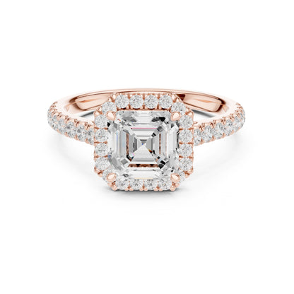 Asscher Lab Grown Diamond Halo Engagement Ring