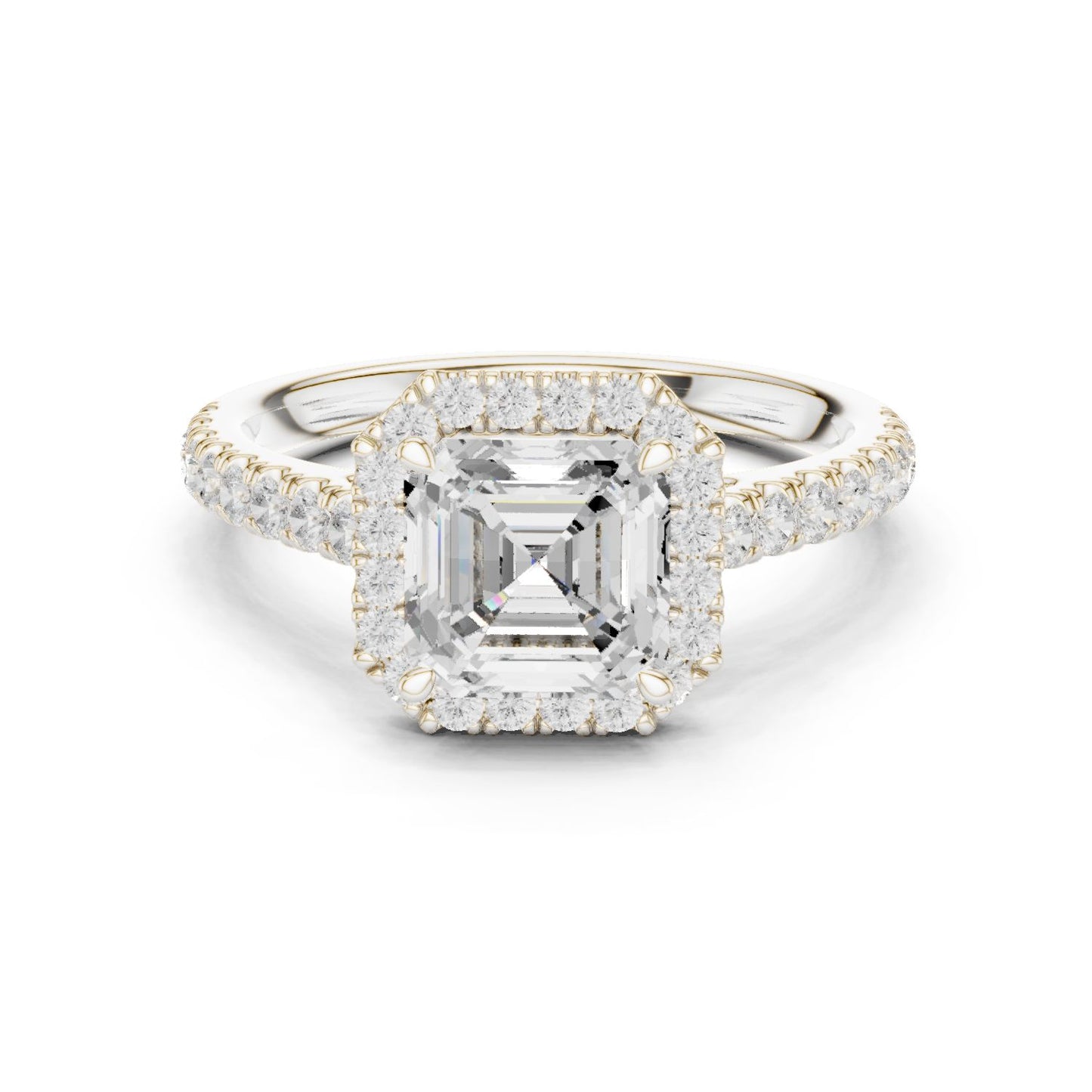 Asscher Lab Grown Diamond Halo Engagement Ring