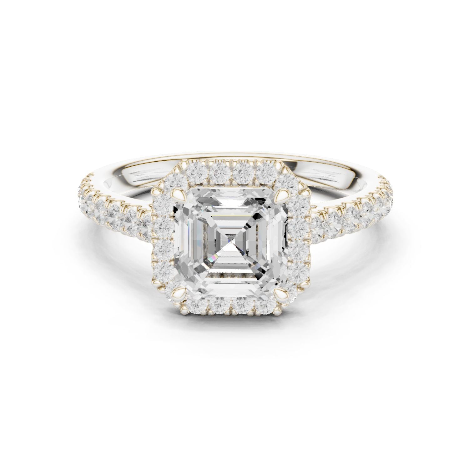 Asscher Lab Grown Diamond Halo Engagement Ring