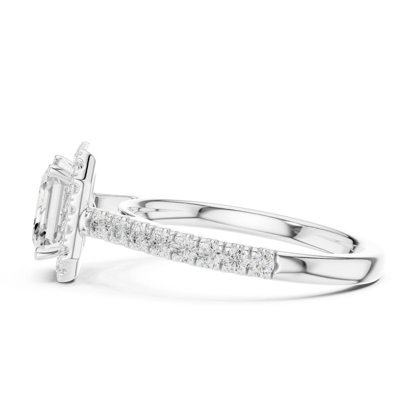 Asscher Lab Grown Diamond Halo Engagement Ring