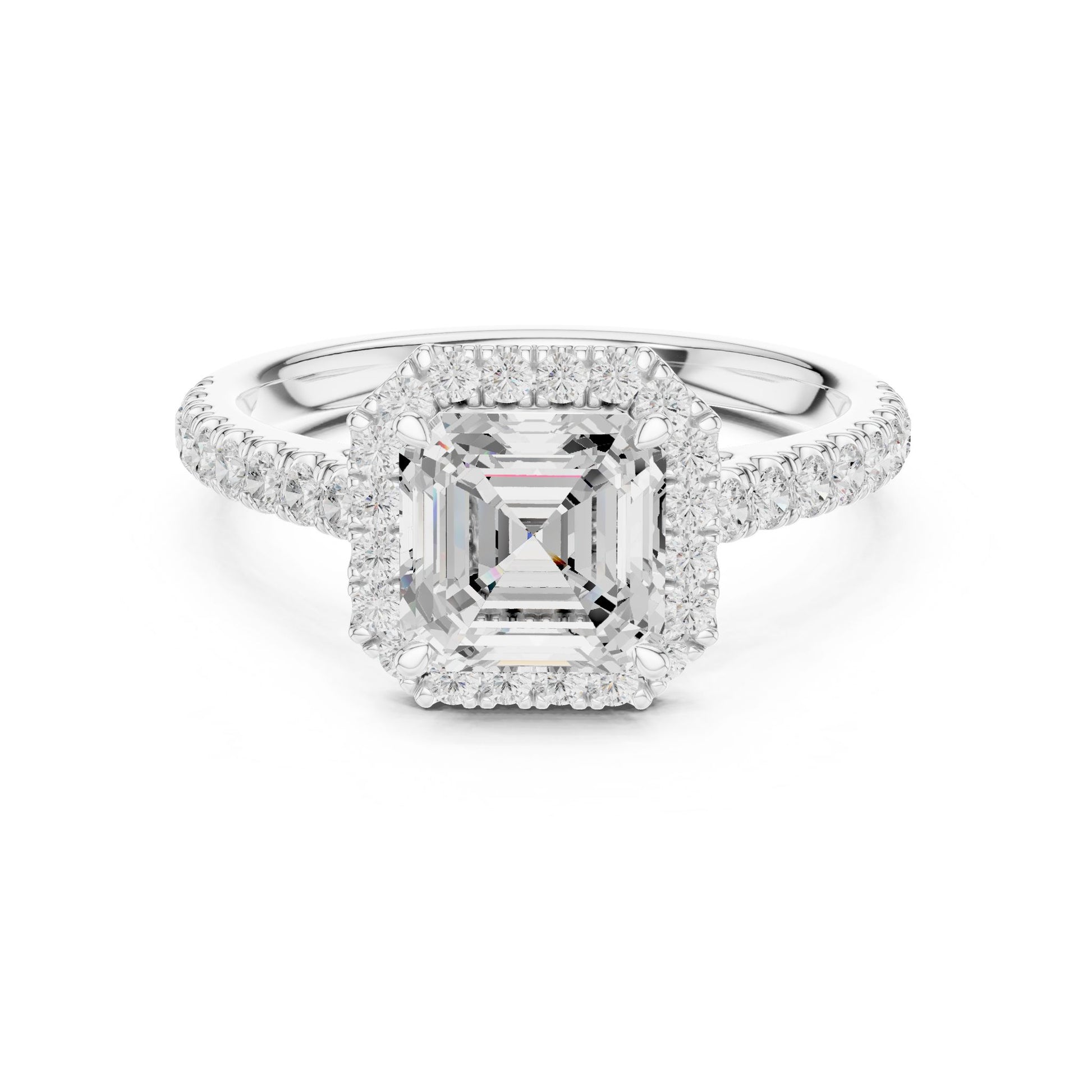 Asscher Lab Grown Diamond Halo Engagement Ring
