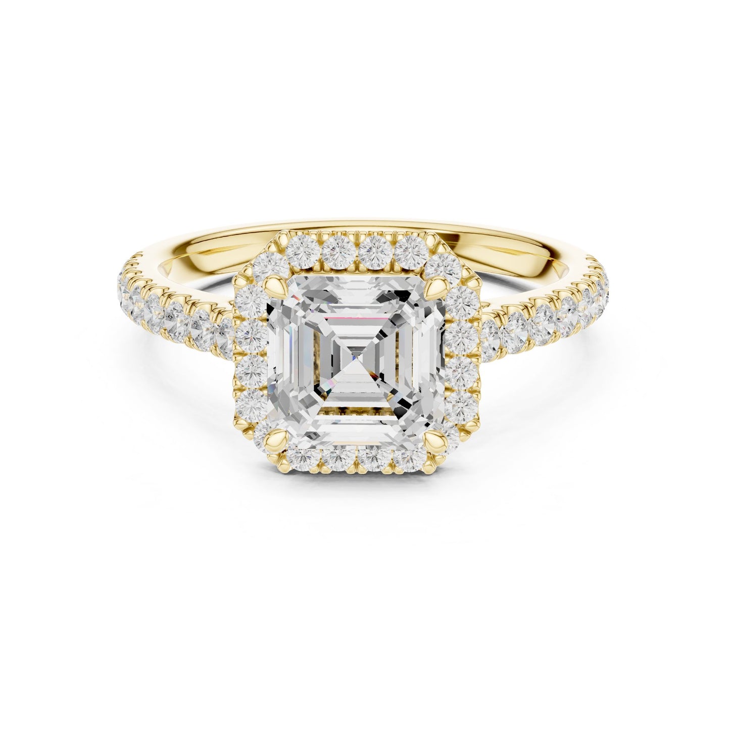 Asscher Lab Grown Diamond Halo Engagement Ring
