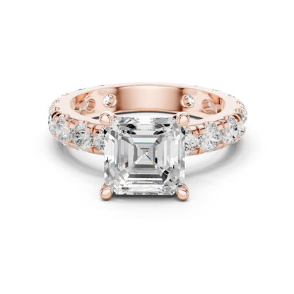 Asscher Lab Grown Diamond Pave Engagement Ring