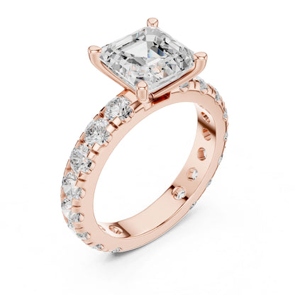 Asscher Lab Grown Diamond Pave Engagement Ring