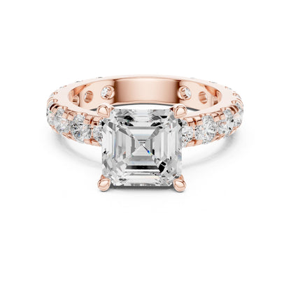 Asscher Lab Grown Diamond Pave Engagement Ring