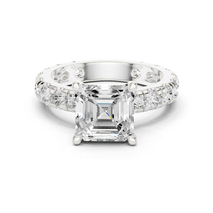 Asscher Lab Grown Diamond Pave Engagement Ring