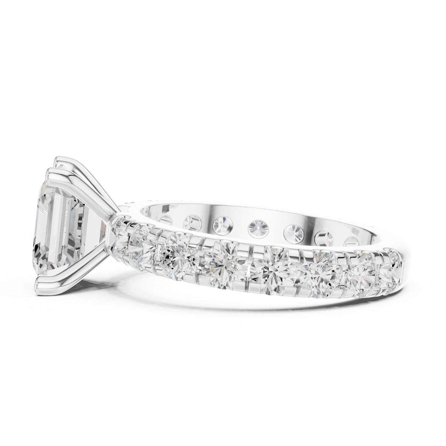 Asscher Lab Grown Diamond Pave Engagement Ring