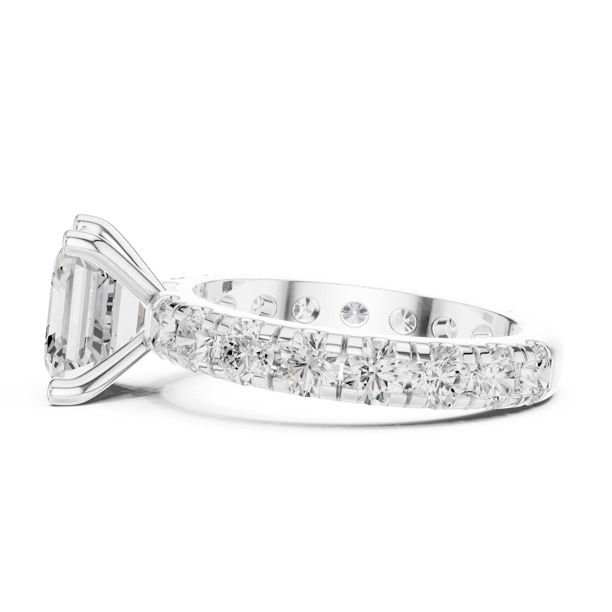 Asscher Lab Grown Diamond Pave Engagement Ring