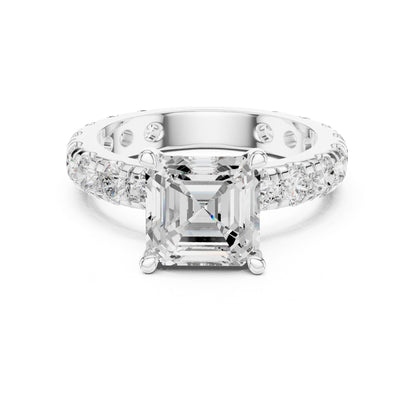 Asscher Lab Grown Diamond Pave Engagement Ring